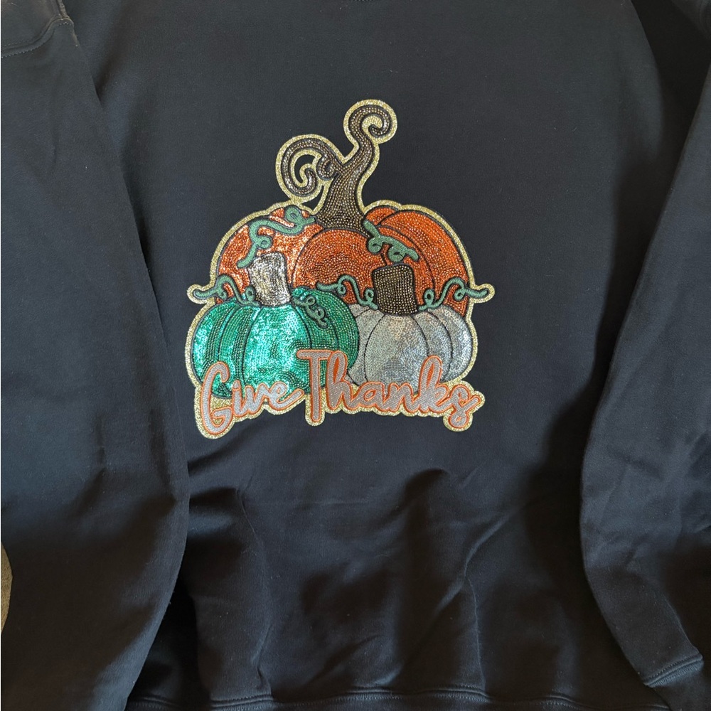 Black Sweatshirt with Colorful Pumpkin Design